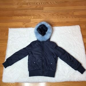 Vintage Havana Girls Navy Blue Bomber Jacket